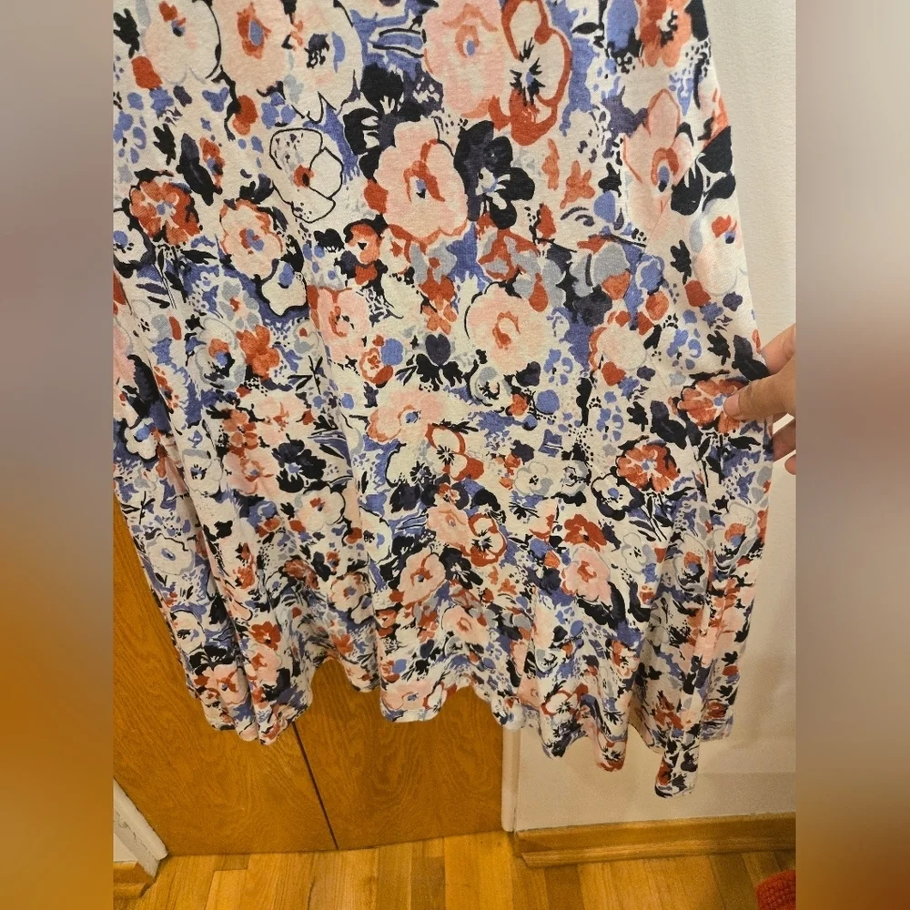 NWOT Ralph Lauren Black Label Multicolor Floral Midi Dress In Linen&Viscose Sz L - Picture 9 of 11